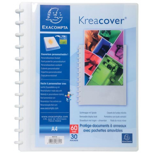 Exacompta showalbum Kreacover met ringen, voor ft A4, 30 uitneembare tassen, wit