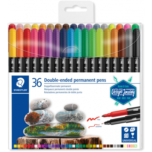 Staedtler permanent marker,dubbele punt, etui van 36 stuks, assorti