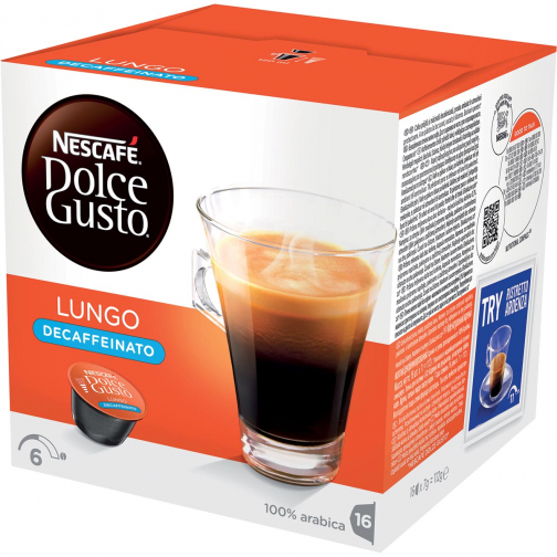 Nescafé Dolce Gusto koffiecapsules, Lungo Decaffeinato, pak van 16 stuks