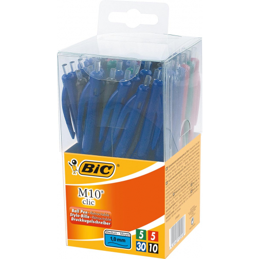 Bic balpen M10 Clic, doos met 50 stuks in geassorteerde kleuren