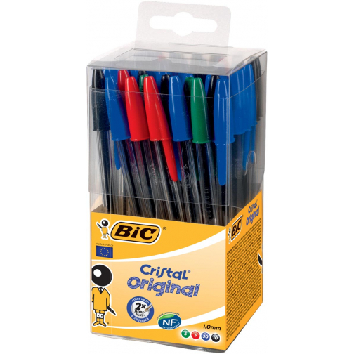 Bic balpen Cristal, doos met 50 stuks in geassorteerde kleuren