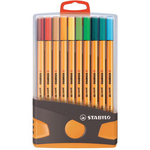 STABILO point 88 fineliner, ColorParade, grijs-oranje doos, 20 stuks in geassorteerde kleuren