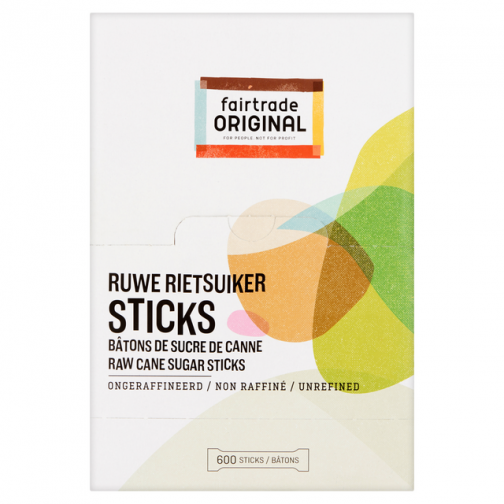 Rietsuikersticks Fairtrade Original 600 stuks