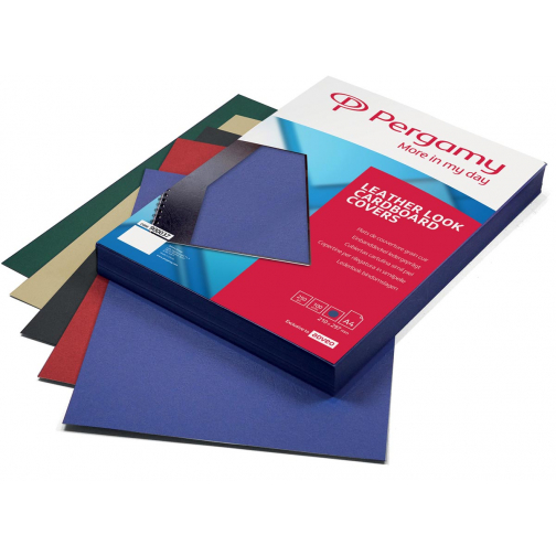 Pergamy omslagen, ft A4, karton lederlook, 250 micron, pak van 100 stuks, rood