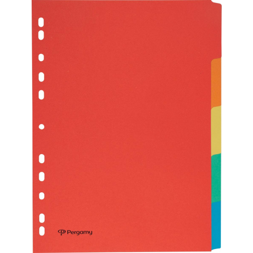 Pergamy tabbladen ft A4, 11-gaatsperforatie, karton, geassorteerde kleuren, 5 tabs