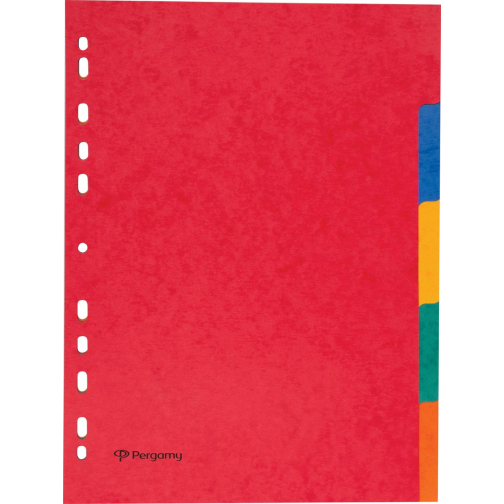 Pergamy tabbladen ft A4, 11-gaatsperforatie, stevig karton, geassorteerde kleuren, 5 tabs