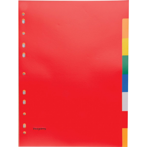 Pergamy tabbladen, ft A4, 11-gaatsperforatie, PP, 8 tabs in geassorteerde kleuren