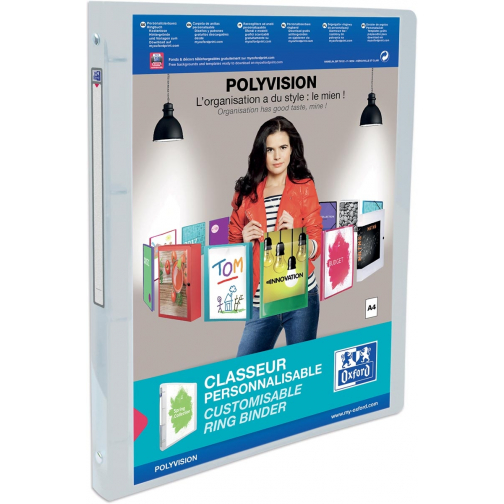 Oxford Polyvision ringmap, ft A4, uit PP, 4 O-ringen van 15 mm, rug van 2 cm, transparant