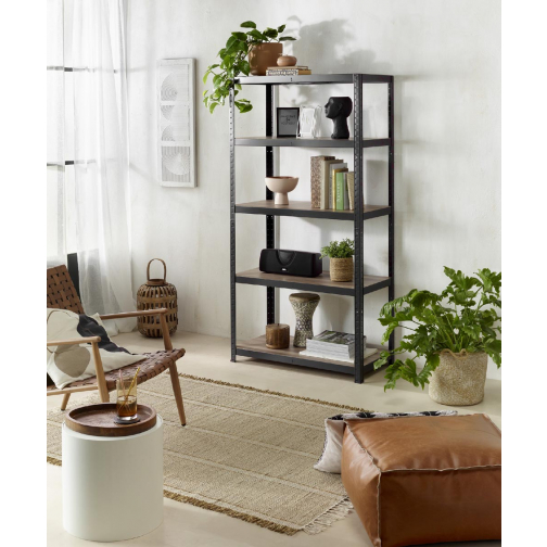 Avasco rek Home Maxi, ft 176 x 90 x 45 cm, 5 legborden, uit metaal, zwart