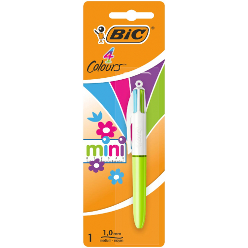 Bic Colours Mini 4-kleurenbalpen, medium, pastel inktkleuren, op blister