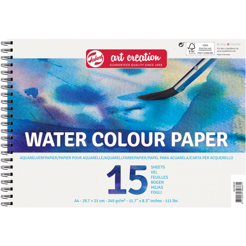 Talens Art Creation aquarelpapier, 240 g, ft 21 x 29,7 cm, A4, blok van 15 vel