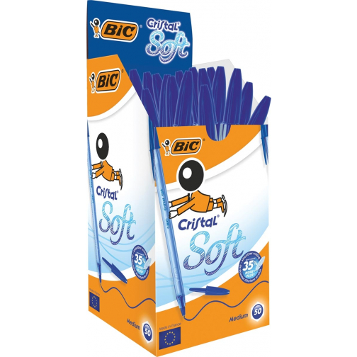 Bic balpen Cristal Soft, medium punt, pak van 50 stuks, blauw