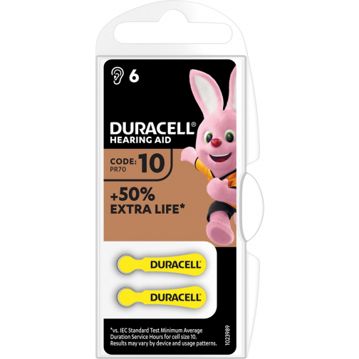 Duracell hoortoestelbatterijen DA10, blister van 6 stuks