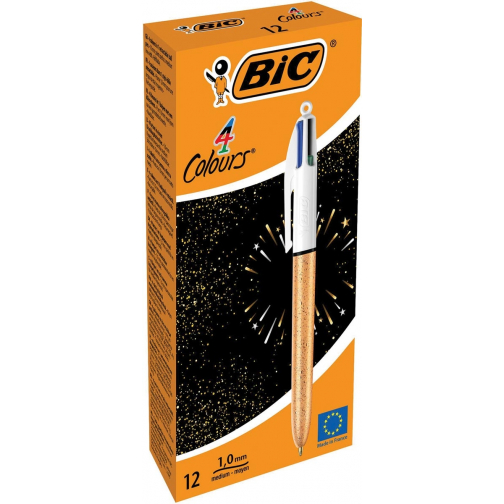 Bic 4 Colours Frozen, balpen, 0,32 mm, 4 klassieke inktkleuren, doos van 12 stuks