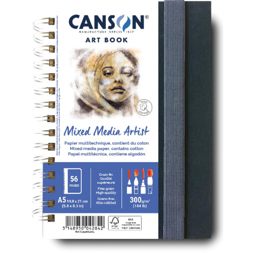 Canson Mixed Media Artist tekenboek, 28 vellen, 300 g/m², ft 14,8 x 21 cm (A5)