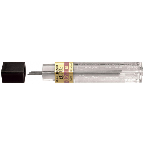 Pentel potloodstiften, 0,2 mm, B, etui van 12 stuks