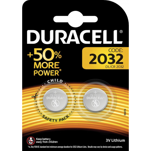 Duracell knoopcel Electronics DL/CR 2032, 3 volt, blister van 2 stuks