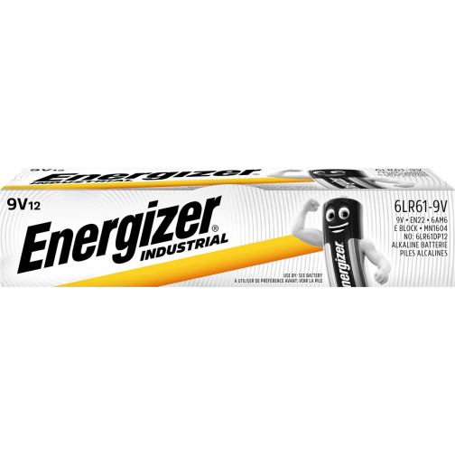 Energizer Industrial alkaline batterij 9V/6LR61/522, 12 stuks