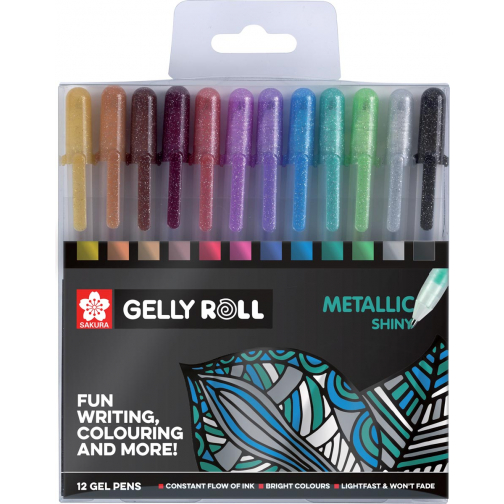 Sakura roller Gelly Roll Metallic, etui van 12 stuks in geassorteerde kleuren