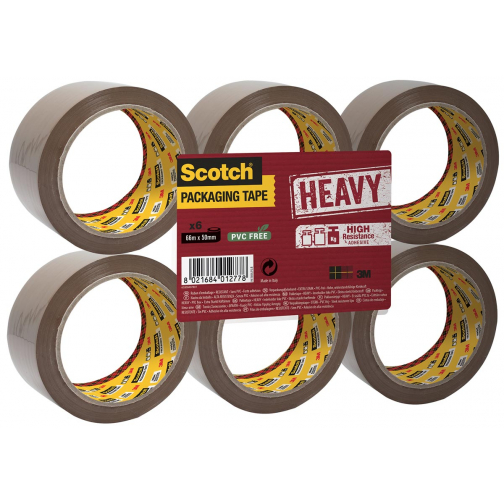 Scotch verpakkingsplakband Heavy, ft 50 mm x 66 m, bruin, pak van 6 stuks