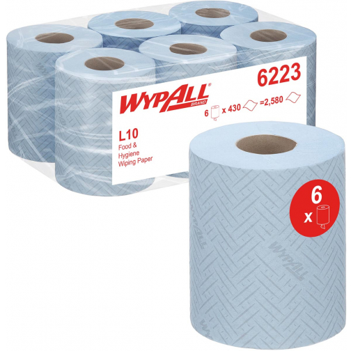 Kimberly-Clark Professional poetspapier Wypall Reach, blauw, pak van 6 rollen