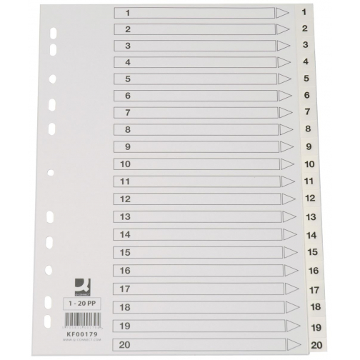 Q-CONNECT tabbladen set 1-20, met indexblad, ft A4, wit