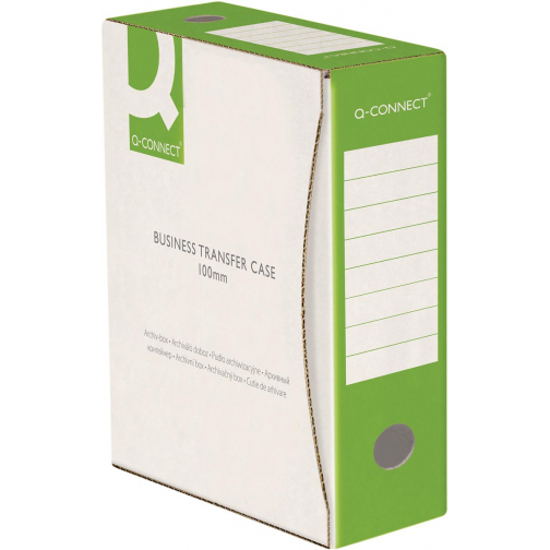 Q-CONNECT archiefdoos, A4, rug 10 cm, in karton van 400 g/m², wit-groen