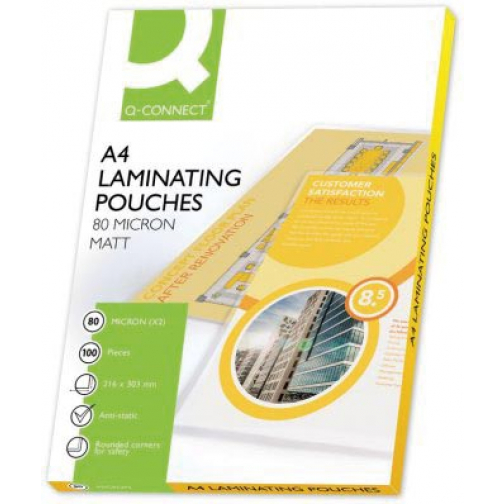 Q-CONNECT lamineeretui A4 2x 80 micron mat 100 stuks