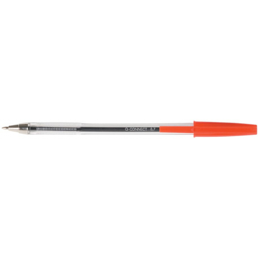 Q-CONNECT balpen, met dop, 0,7 mm, medium punt, rood, doos van 50 stuks