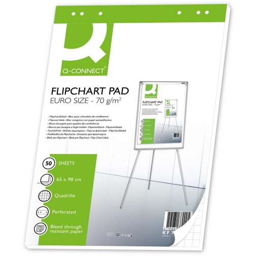 Q-CONNECT flip-overblok, ft 65 x 98 cm, 70 g/m², geruit, 50 vel