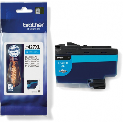 Brother inktcartridge, 5.000 pagina's, OEM LC-427XLC, cyaan