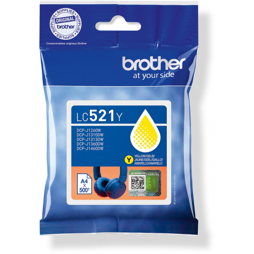 Brother inktcartridge, 500 pagina's, OEM LC-521Y, geel
