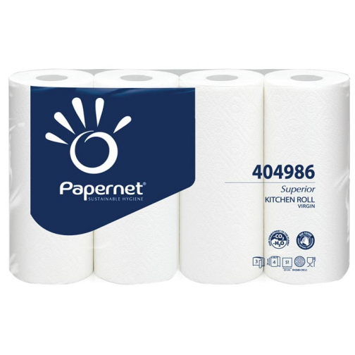 Papernet keukenrol Superior, 3-laags, 51 vellen, pak van 4 rollen