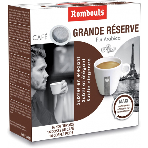 Rombouts koffiepads voor espresso, Grande Réserve, pak van 16 stuks