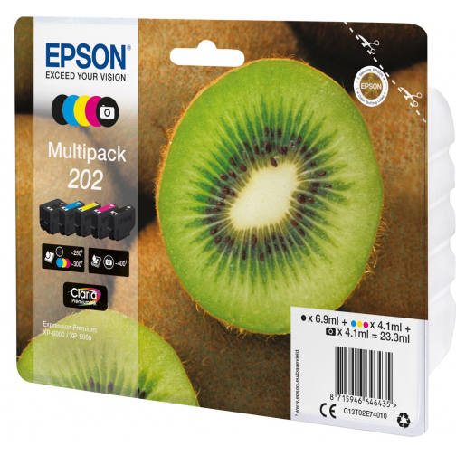 Epson inktcartridge 202, 250 - 400 pagina's, OEM C13T02E74010, 5 kleuren