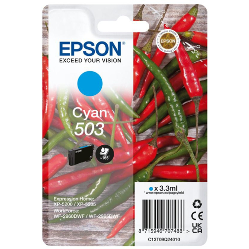 Epson inktcartridge 503, 165 pagina's, OEM C13T09Q24010, cyaan