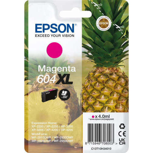 Epson inktcartridge 604 XL, 350 pagina's, OEM C13T10H34010, magenta