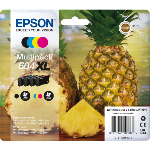 Epson inktcartridge 604 XL, 350 - 500 pagina's, OEM C13T10H64010, 4 kleuren