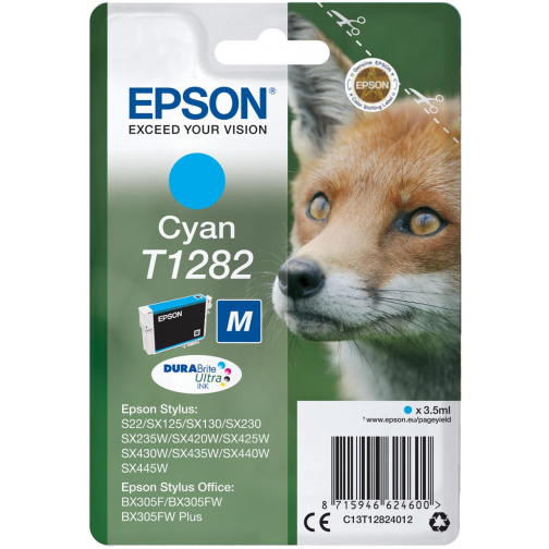 Epson inktcartridge T1282, 175 pagina's, OEM C13T12824012, cyaan