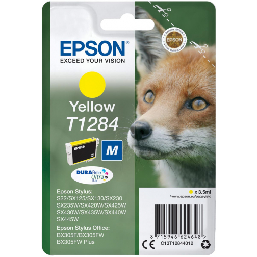 Epson inktcartridge T1284, 225 pagina's, OEM C13T12844012, geel