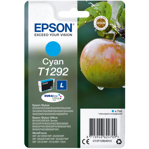 Epson inktcartridge T1292, 460 pagina's, OEM C13T12924012, cyaan
