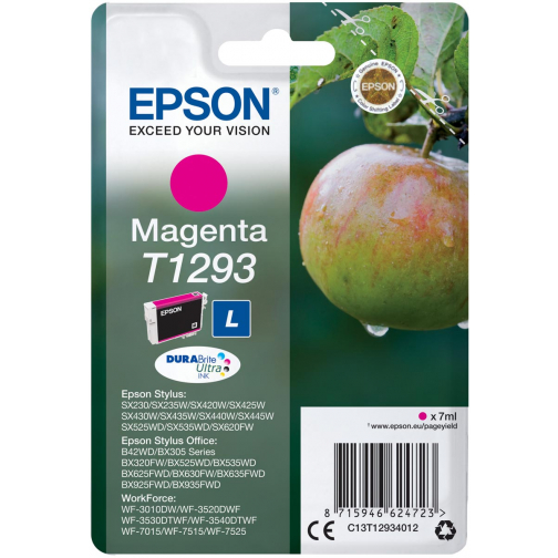 Epson inktcartridge T1293, 330 pagina's, OEM C13T12934012, magenta