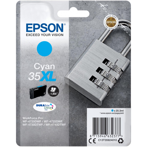 Epson inktcartridge 35XL, 20,3 ml, OEM C13T35924010, cyaan