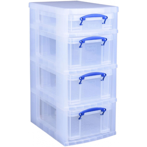 Really Useful Box trolley met 4 opbergdozen, zwart