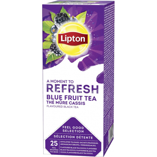Lipton thee Feel Good Selection, zwarte thee blauwe bes & bramen, doos van 25 zakjes
