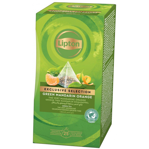 Lipton thee Exclusive Selection, groene thee mandarijn sinaasappel, doos van 25 zakjes