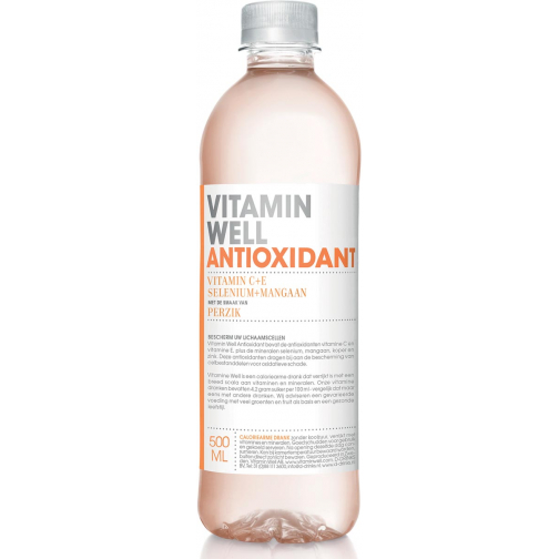 Vitamin Well vitaminewater Peach, flesje van 0,5 L, pak van 12