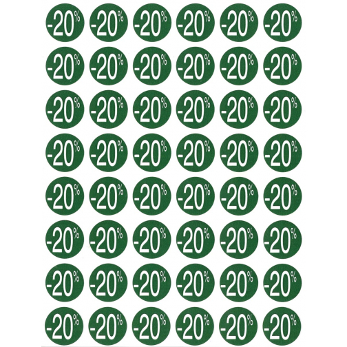 Agipa Kortinglabel -20%, groen, pak van 192 stuks, verwijderbaar
