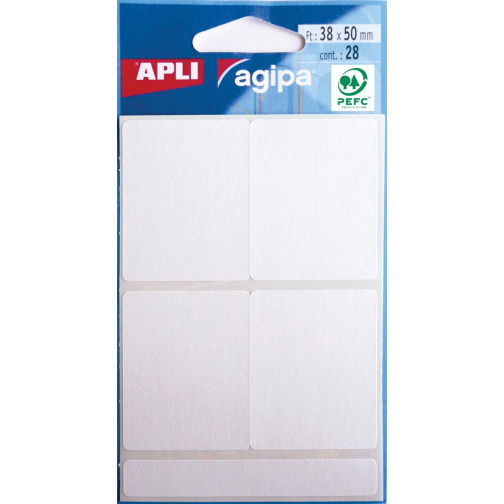 Agipa witte etiketten in etui ft 38 x 50 mm (b x h), 28 stuks, 4 per blad