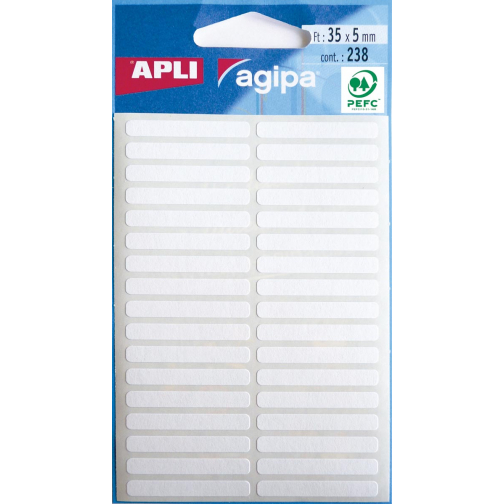 Agipa witte etiketten in etui ft 5 x 35 mm (b x h), 238 stuks, 34 per blad
